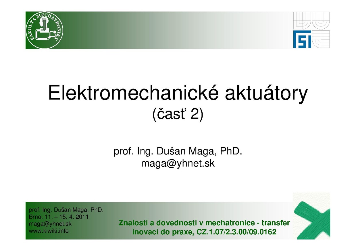Elektromechanické aktuátory 2