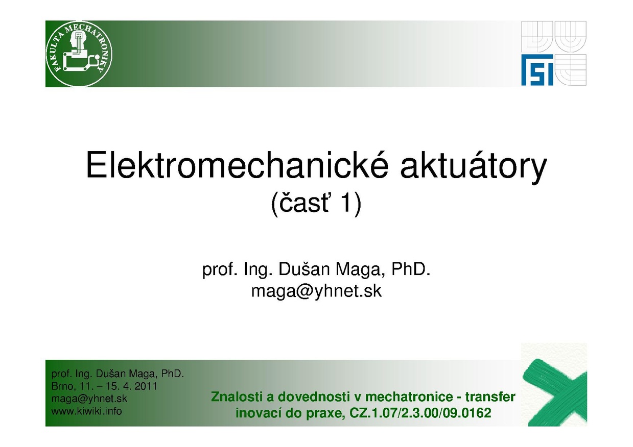 Elektromechanické aktuátory 1