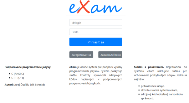 Prihlasovací formulár systému