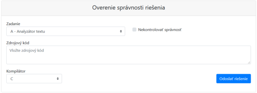 Formulár na kontrolu zadania