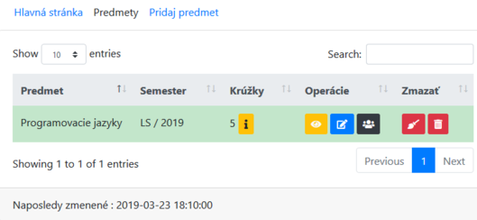 Úvodná stránka presentera CoursesPresenter