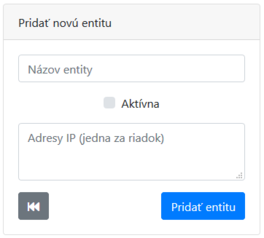 Formulár na pridanie povolenej entity systému